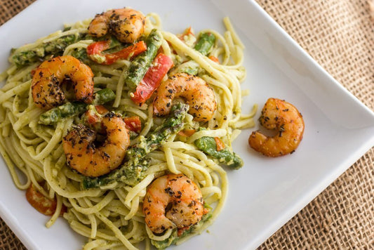 Smoked Shrimp and Pesto Linguine